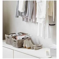 MEUBLETMOI Panier Rectangulaire En KUBU - PAROS 01 - Bois -Petit rangement Soldes Magasin 15856541 3