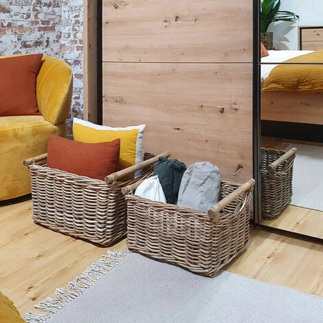 MEUBLETMOI Panier Rectangulaire En Kubu Naturel Tressé Avec Poignées - KOS L - Bois 4 MEUBLETMOI Panier Rectangulaire En Kubu Naturel Tressé Avec Poignées - KOS L - Bois – Image 2