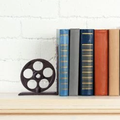 Relaxdays Serre-livres, Presse-livres En Fonte, Range-livres Décoration Vintage, Pellicule, HxlxP: 16x13x10 Cm, Brun -Petit rangement Soldes Magasin 16056712 3