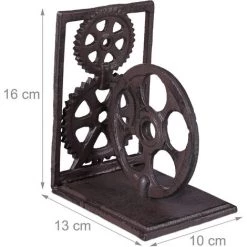 Relaxdays Serre-livres, Presse-livres En Fonte, Range-livres Décoration Vintage, Pellicule, HxlxP: 16x13x10 Cm, Brun -Petit rangement Soldes Magasin 16056712 5