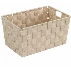 WENKO Panier salle de bain Adria, Rangement Salle De Bain S, Polypropylène, 30x20x15 Cm, beige