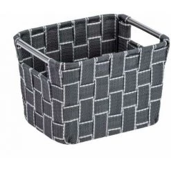WENKO Panier De Rangement Avec Poignée Métallique Fedra S, Corbeille De Rangement Salle De Bain, Polypropylène, 20x13x15 Cm, Anthracite