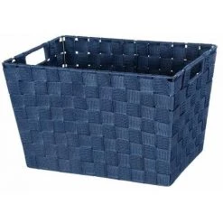 WENKO Panier salle de bain Adria, Rangement Salle De Bain M, Polypropylène, 35x25.5x22 Cm, bleu Foncé