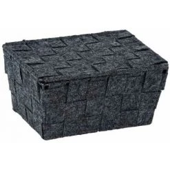 WENKO Panier De Rangement Salle De Bain Avec Couvercle Adria Feltro, Petite Boite De Rangement, Polypropylène Feutre, 19x9,4x14 Cm, Anthracite