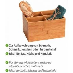 WENKO Boite Bambou Salle De Bain Avec 4 Compartiments Terra, Organiseur Salle De Bain Bois, Bambou, 22x12x14 Cm, Marron 9 WENKO Boite Bambou Salle De Bain Avec 4 Compartiments Terra, Organiseur Salle De Bain Bois, Bambou, 22x12x14 Cm, Marron -Petit rangement Soldes Magasin 16527604 3