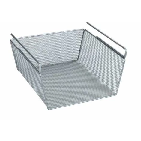 WENKO Panier De Rangement Suspendu M, Panier De Rangement Pour Suspendre à Une étagère Ou Placard, Métal, 27x5x28x15 Cm, Argent 3 WENKO Panier De Rangement Suspendu M, Panier De Rangement Pour Suspendre à Une étagère Ou Placard, Métal, 27x5x28x15 Cm, Argent