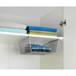 WENKO Panier De Rangement Suspendu M, Panier De Rangement Pour Suspendre à Une étagère Ou Placard, Métal, 27x5x28x15 Cm, Argent 8 WENKO Panier De Rangement Suspendu M, Panier De Rangement Pour Suspendre à Une étagère Ou Placard, Métal, 27x5x28x15 Cm, Argent -Petit rangement Soldes Magasin 16527805 3