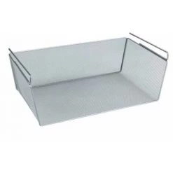 WENKO Panier De Rangement Suspendu L, Panier De Rangement Pour Suspendre à Une étagère Ou Placard, Métal, 49x18x28 Cm, Argent
