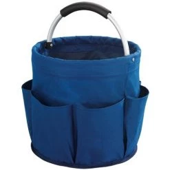 WENKO Panier Rangement Produit D'entretien, 6 Rangements, Pliable Avec Poignée De Transport, Polyester, ø28x54 Cm, Bleu