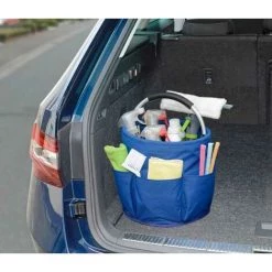 WENKO Panier Rangement Produit D'entretien, 6 Rangements, Pliable Avec Poignée De Transport, Polyester, ø28x54 Cm, Bleu -Petit rangement Soldes Magasin 16528405 3