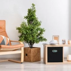 Relaxdays Lot De 2 Boîtes De Rangement, Sans Couvercle, Avec Poignée, Pliable, Panier En Tissu Carré, 30 Cm, Rouge -Petit rangement Soldes Magasin 16766915 5