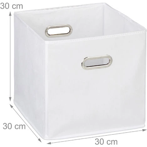 Relaxdays Lot De 2 Boîtes De Rangement, Sans Couvercle, Avec Poignée, Pliable, Panier En Tissu Carré, 30 Cm, Blanc 6 Relaxdays Lot De 2 Boîtes De Rangement, Sans Couvercle, Avec Poignée, Pliable, Panier En Tissu Carré, 30 Cm, Blanc – Image 4