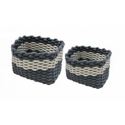 MEUBLETMOI Lot De 2 Paniers En Corde Tressée - Duo - Gris