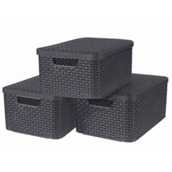 Curver Boîtes De Rangement Style Avec Couvercle 3 Pcs M Anthracite - Anthracite