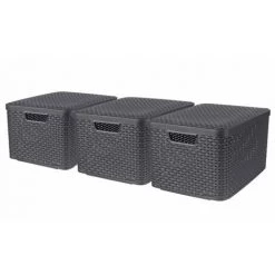 Curver Boîtes De Rangement Style Avec Couvercle 3 Pcs L Anthracite - Anthracite