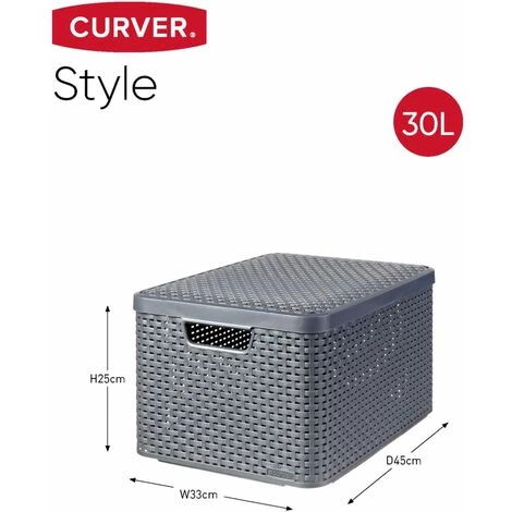 Curver Boîtes De Rangement Style Avec Couvercle 3 Pcs L Anthracite - Anthracite 6 Curver Boîtes De Rangement Style Avec Couvercle 3 Pcs L Anthracite - Anthracite – Image 4