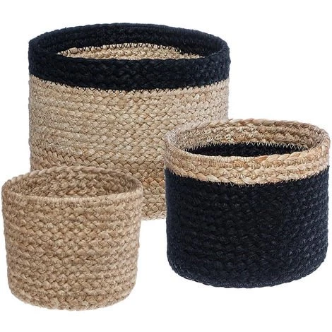 Atmosphera - Set De 3 Paniers De Rangement En Jute Beige Et Noir - Beige/noir 3 Atmosphera - Set De 3 Paniers De Rangement En Jute Beige Et Noir - Beige/noir