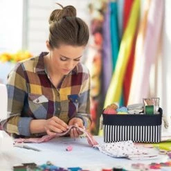 Relaxdays Panier De Rangement Jeu De 3, Panier En Trois Dimensions, Rayé, Motifs Marins, En Tissu, Bleu -Petit rangement Soldes Magasin 17446919 4