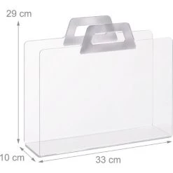 Relaxdays Porte Revues, 2 Poignées, Porte-magazine, Range-journal, Support Brochure, Acrylique, HLP 29x33x10 Cm, Argenté -Petit rangement Soldes Magasin 17662329 4