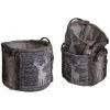 AUBRY GASPARD Corbeilles De Rangement Rondes Motif Cerf Avec Fourrure Synthétique Et Poignées (Lot De 3) Marron - Marron -Petit rangement Soldes Magasin 1782344 1
