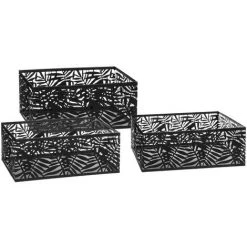 Atmosphera - Lot De 3 Caisses De Rangement Cagettes En Métal Noir Ajouré - Noir