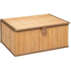 FIVE SIMPLY SMART Lot De 3 Paniers Avec Couvercles En Bambou - Beige -Petit rangement Soldes Magasin 18200666 2