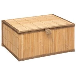 FIVE SIMPLY SMART Lot De 3 Paniers Avec Couvercles En Bambou - Beige -Petit rangement Soldes Magasin 18200666 3