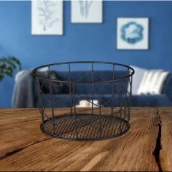 Relaxdays 2x Corbeille Fil De Fer, Panier Métal, Pot Rangement Vêtement Accessoires, Cosmétiques, ∅ 21,5 Cm, Noir -Petit rangement Soldes Magasin 18408161 2