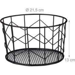 Relaxdays 2x Corbeille Fil De Fer, Panier Métal, Pot Rangement Vêtement Accessoires, Cosmétiques, ∅ 21,5 Cm, Noir -Petit rangement Soldes Magasin 18408161 4