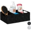 Relaxdays Corbeille De Rangement Avec Compartiments, Stockage Cosmétique, Salle De Bain, Poignées, 10x32x21 Cm, Noir -Petit rangement Soldes Magasin 18418765 1