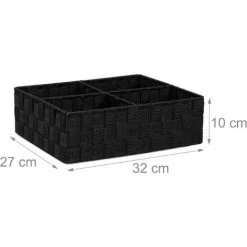 Relaxdays Corbeille De Rangement Avec 4 Compartiments, Stockage De Cosmétique, Salle De Bain, 10 X 32 X 27 Cm, Noir 10 Relaxdays Corbeille De Rangement Avec 4 Compartiments, Stockage De Cosmétique, Salle De Bain, 10 X 32 X 27 Cm, Noir -Petit rangement Soldes Magasin 18558301 4