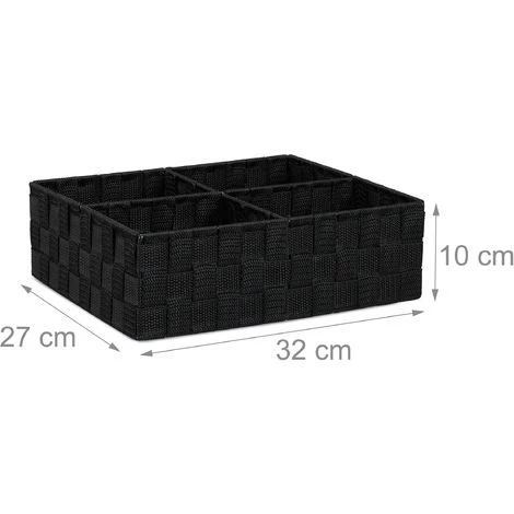 Relaxdays Corbeille De Rangement Avec 4 Compartiments, Stockage De Cosmétique, Salle De Bain, 10 X 32 X 27 Cm, Noir 6 Relaxdays Corbeille De Rangement Avec 4 Compartiments, Stockage De Cosmétique, Salle De Bain, 10 X 32 X 27 Cm, Noir – Image 4