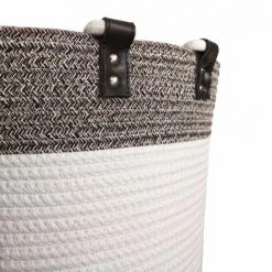 MEUBLETMOI Lot De 4 Paniers Rond En Corde De Coton Marron Et Blanc - COTON - Gris 9 MEUBLETMOI Lot De 4 Paniers Rond En Corde De Coton Marron Et Blanc - COTON - Gris -Petit rangement Soldes Magasin 18620683 3