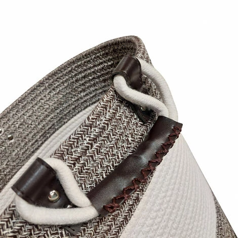 MEUBLETMOI Lot De 4 Paniers Rond En Corde De Coton Marron Et Blanc - COTON - Gris 6 MEUBLETMOI Lot De 4 Paniers Rond En Corde De Coton Marron Et Blanc - COTON - Gris – Image 4