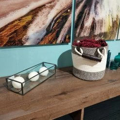 MEUBLETMOI Lot De 4 Paniers Rond En Corde De Coton Marron Et Blanc - COTON - Gris 11 MEUBLETMOI Lot De 4 Paniers Rond En Corde De Coton Marron Et Blanc - COTON - Gris -Petit rangement Soldes Magasin 18620683 5