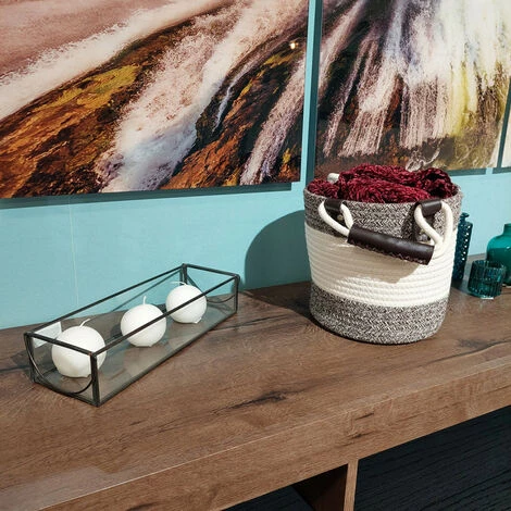 MEUBLETMOI Lot De 4 Paniers Rond En Corde De Coton Marron Et Blanc - COTON - Gris 7 MEUBLETMOI Lot De 4 Paniers Rond En Corde De Coton Marron Et Blanc - COTON - Gris – Image 5