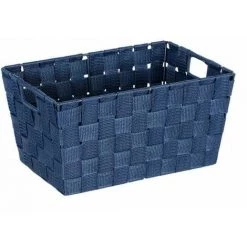 WENKO Panier salle de bain Adria, Rangement Salle De Bain S, Polypropylène, 30x20x15 Cm, bleu Foncé