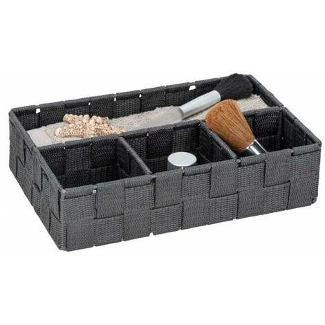 WENKO Organiseur Salle De Bain Adria Petit, Rangement Salle De Bain 4 Compartiments, Polypropylène, 26x17x6.5 Cm, Anthracite 4 WENKO Organiseur Salle De Bain Adria Petit, Rangement Salle De Bain 4 Compartiments, Polypropylène, 26x17x6.5 Cm, Anthracite – Image 2
