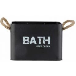 WENKO Organiseur Salle De Bain Gara "Bath", Boite De Rangement Avec 4 Compartiments, Poignée Tressée, Acier, 19x12,5x13 Cm, Noir -Petit rangement Soldes Magasin 18940268 3