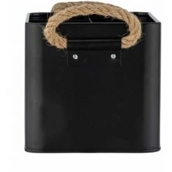 WENKO Organiseur Salle De Bain Gara "Bath", Boite De Rangement Avec 4 Compartiments, Poignée Tressée, Acier, 19x12,5x13 Cm, Noir -Petit rangement Soldes Magasin 18940268 4