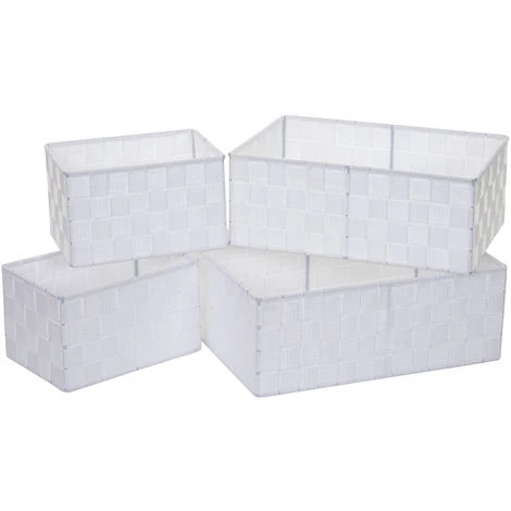 Set De 4 Paniers De Rangement HHG-260 ~ Blanc 5 Set De 4 Paniers De Rangement HHG-260 ~ Blanc – Image 3