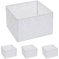4x Panier De Rangement HHG-258, 12x19x19cm ~ Blanc -Petit rangement Soldes Magasin 18940829 5