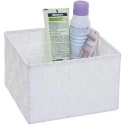Panier De Rangement HHG-258, 12x19x19cm ~ Blanc -Petit rangement Soldes Magasin 18940842 2
