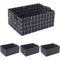 4x Panier De Rangement HHG-256, 12x28x20cm ~ Gris Foncé