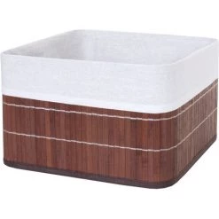 2x Boîte De Rangement HHG-222, Bambou ~ Brun -Petit rangement Soldes Magasin 18941002 3