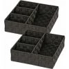 WENKO Organiseur Salle De Bain, Boite De Rangement Adria, Avec 4 Compartiments, Lot De 2, Polypropylène, 32x10x32 Cm, Noir