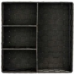 WENKO Organiseur Salle De Bain, Boite De Rangement Adria, Avec 4 Compartiments, Lot De 2, Polypropylène, 32x10x32 Cm, Noir -Petit rangement Soldes Magasin 18941232 3