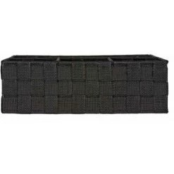 WENKO Organiseur Salle De Bain, Boite De Rangement Adria, Avec 4 Compartiments, Lot De 2, Polypropylène, 32x10x32 Cm, Noir -Petit rangement Soldes Magasin 18941232 4