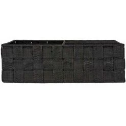 WENKO Organiseur Salle De Bain, Boite De Rangement Adria, Avec 4 Compartiments, Lot De 2, Polypropylène, 32x10x32 Cm, Noir -Petit rangement Soldes Magasin 18941232 5