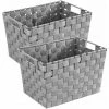 WENKO Panier Salle De Bain Adria M, Rangement Salle De Bain Avec Poignées De Transport, Lot De 2, Polypropylène, 35x25,5x22 Cm, Gris